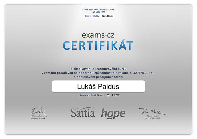 Certifikát EXAMS.CZ